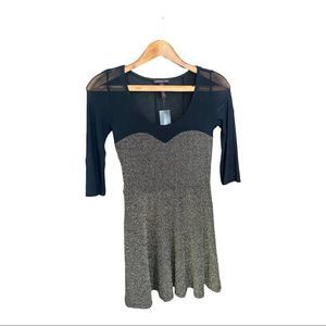 Material Girl Sheer Black & Gold Mini Dress juniors Size Medium
